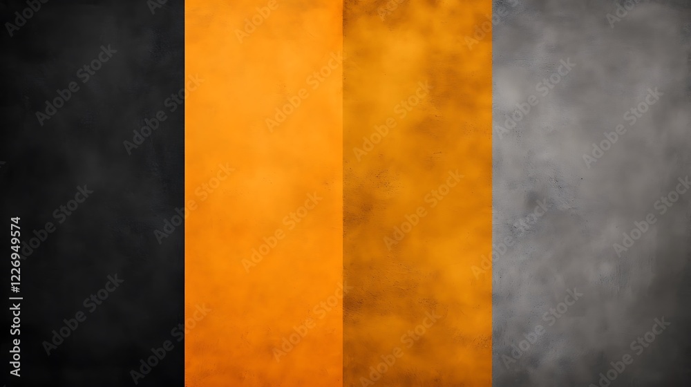 Abstract textured background with black orange and grey vertical stripes