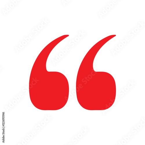 Red quotation mark icon silhouette vector illustration design on white background.