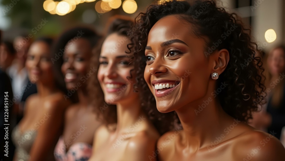 Obraz premium Women are all smiling for camera at event