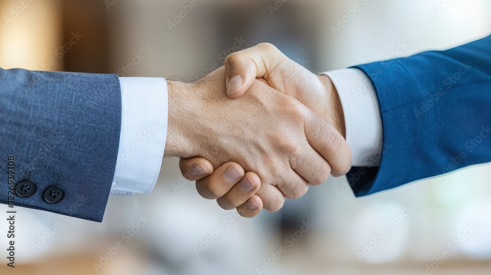 Successful handshake between two professionals in suits Successful handshake between two professionals in suits