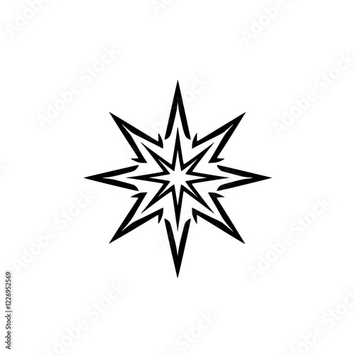 Eight-Pointed Star: Geometric Abstract Design - Minimalist Vector Graphic