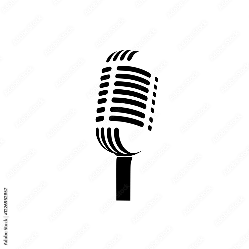 Fototapeta premium Vintage Microphone: Retro Audio Recording Equipment, Classic Music Podcast, Broadcasting, Singing Performance