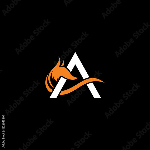 letter a with fox, logo , icon , latter A , animal 