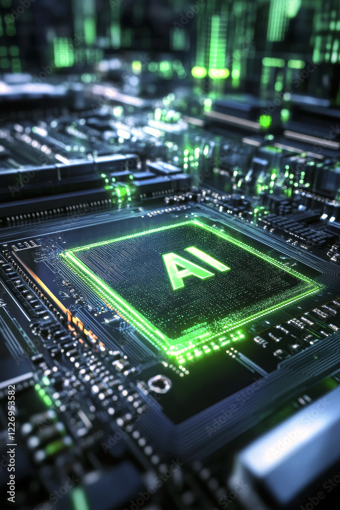 Fototapeta premium Artificial intelligence AI computer processor chip.