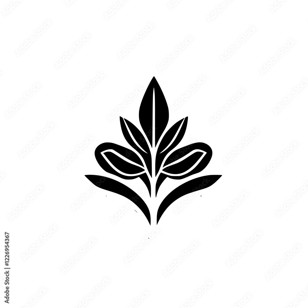 Elegant Black and White Floral Design: Minimalist Plant Illustration, Botanical Logo, Nature-Inspired Graphic Elegant Black and White Floral Design: Minimalist Plant Illustration, Botanical Logo, Nature-Inspired Graphic