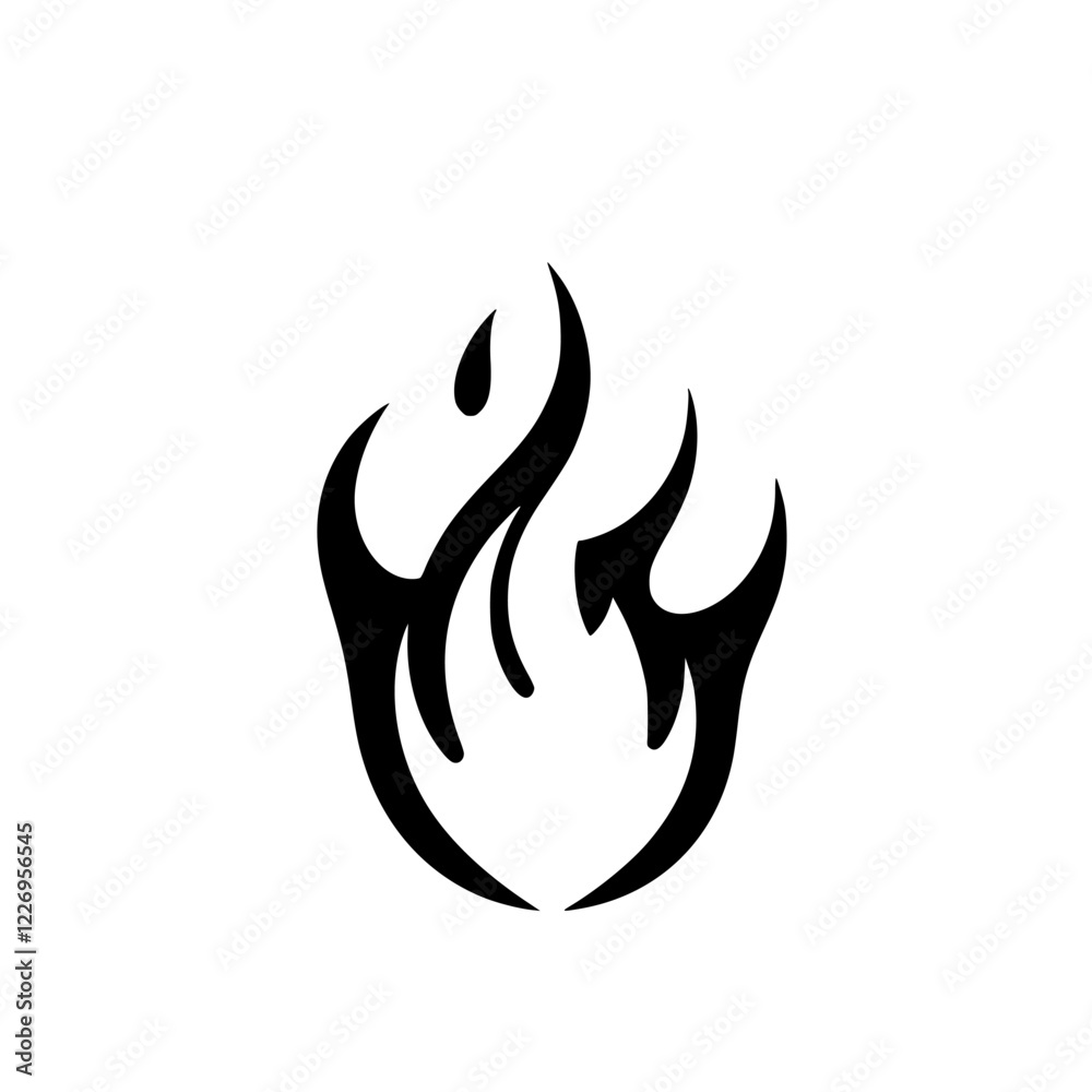 Abstract Tribal Flame Design: Fiery Black and White Vector Graphic Abstract Tribal Flame Design: Fiery Black and White Vector Graphic