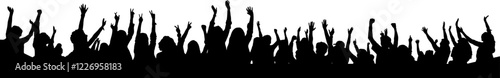 Crowd cheering people silhouette on transparent background
