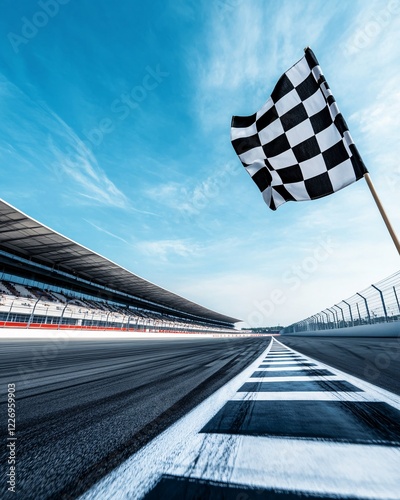 Checkered flag at a racetrack
