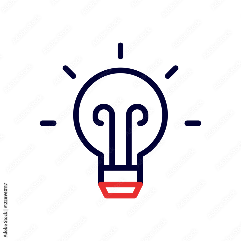 Abstract Light Bulb Icon Symbol With Red Base Light Abstract Light Bulb Icon Symbol With Red Base Light