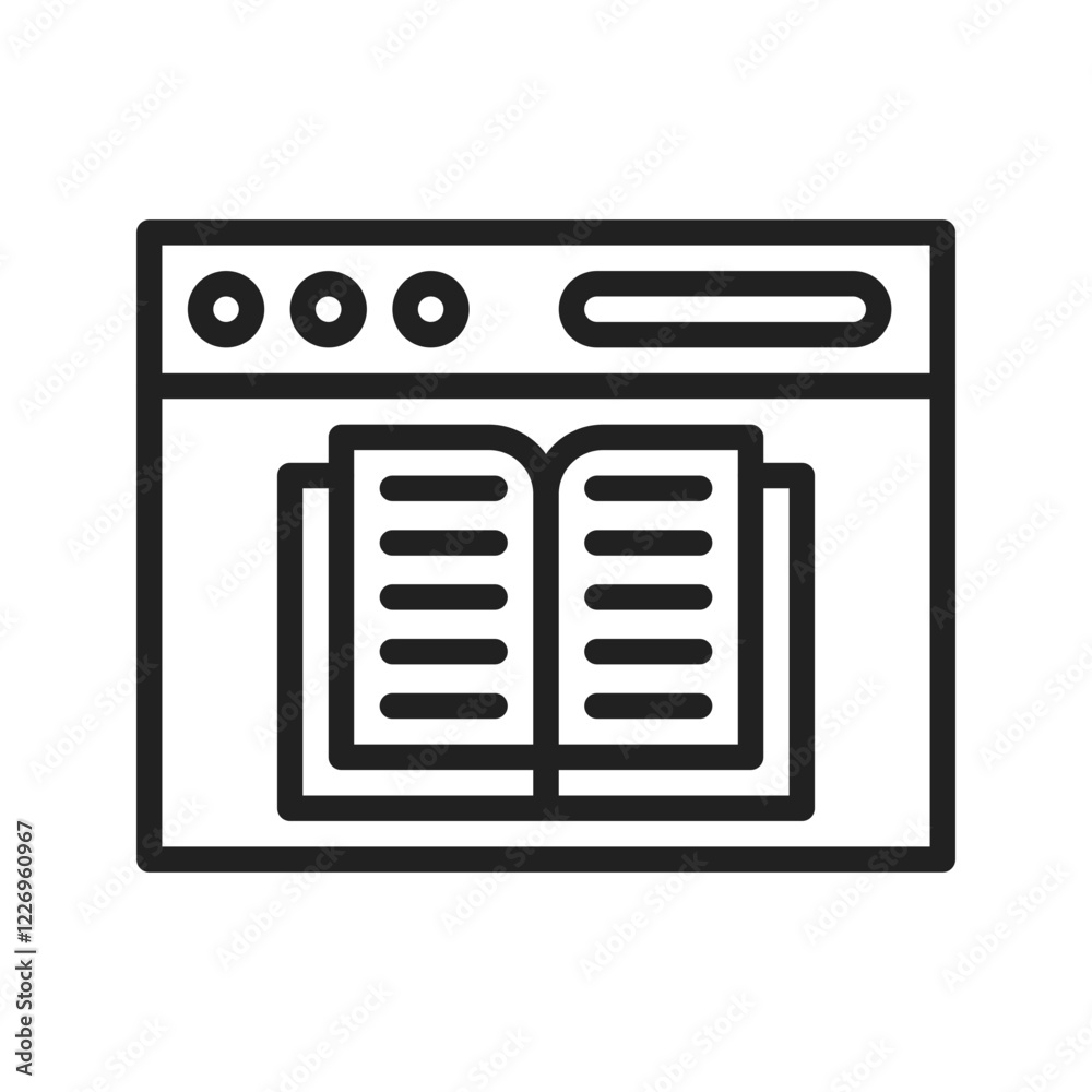 Book on Web icon vector image. Suitable for mobile apps, web apps and print media. Book on Web icon vector image. Suitable for mobile apps, web apps and print media.