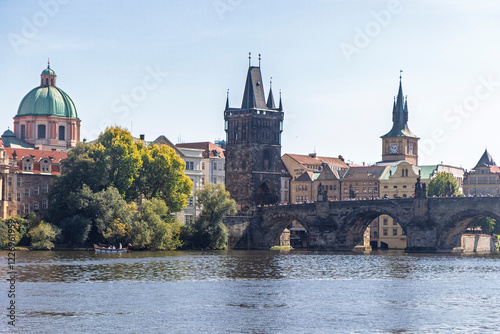 Fototapeta Naklejka Na Ścianę i Meble -  Prague city skyline and Charles Bridge, Prague, Czech Republic