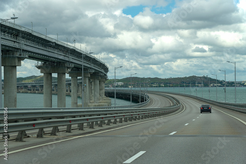 Fragment of the Crimean Bridge. Kerch Strait photo