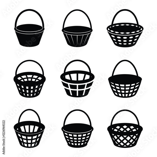 Basket icon set flat style. Picnic basket vector icon. Shopping basket icon. vector illustration