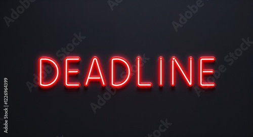 deadline word lettering with neon red glow on plain black dark background