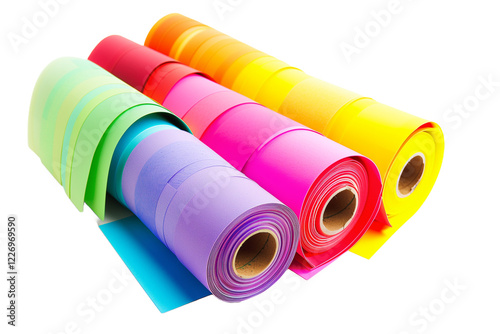 Variety of Colorful Sticker Rolls on a White Background for Crafting and Decoration