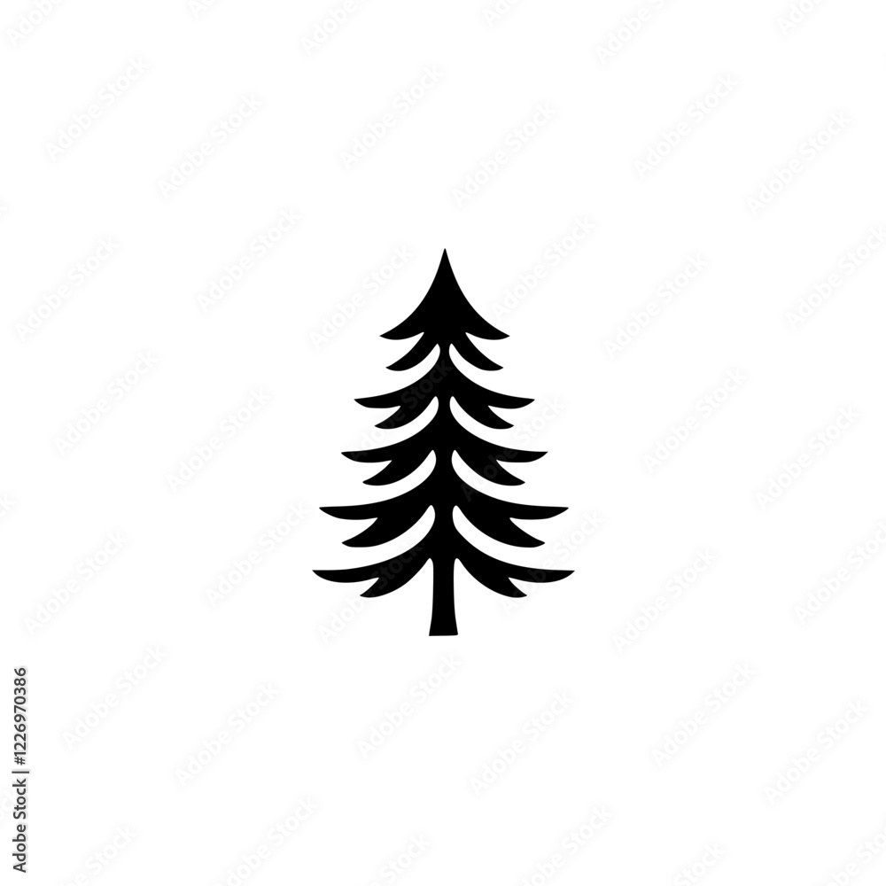 Obraz premium Elegant Black Fir Tree Silhouette: Nature, Winter, and Holiday Symbol. Perfect for logos, graphics, and seasonal designs.