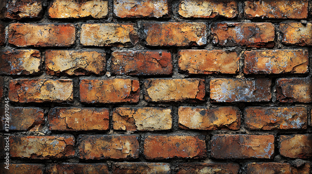Rustic weathered brick wall background texture, ideal for vintage or grunge designs Rustic weathered brick wall background texture, ideal for vintage or grunge designs