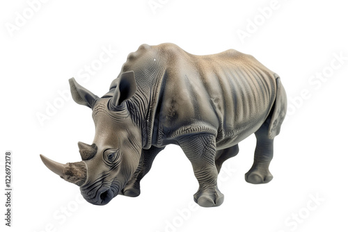 Realistic Rhino Toy Figurine Isolated on a White Background for Creative Play and Educational Purposes