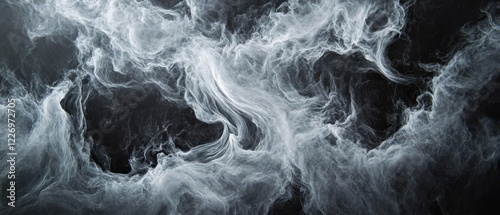 Abstract swirling smoke, dark background, design element