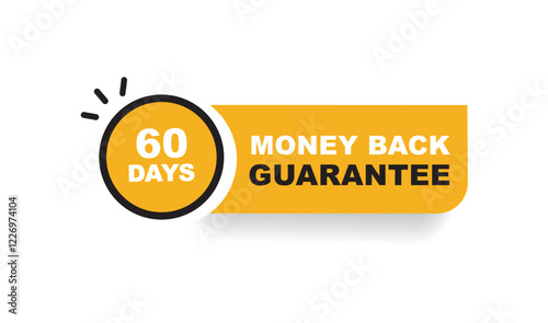 60 Days Money Back Guarantee Sign, Stamp, Seal, Vector, Badge, Sticker, Label.