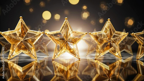 Unveiling the shimmer: A captivating display of golden stars reflecting in soft lights