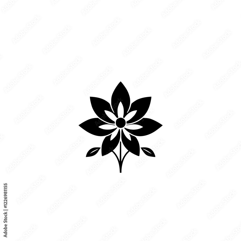 Black and White Minimalist Flower Illustration: Elegant Floral Design, Simple Botanical Graphic Black and White Minimalist Flower Illustration: Elegant Floral Design, Simple Botanical Graphic