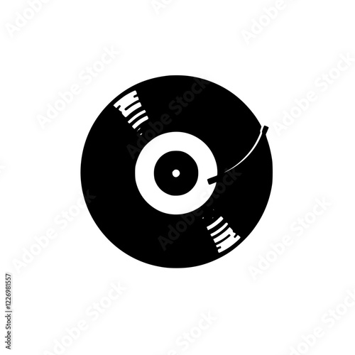 Black Vinyl Record on Turntable: A Timeless Melody.  Experience the analog warmth of vinyl music, a classic symbol of musical passion and retro style.