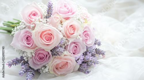 Elegant Pastel Floral Arrangement of Soft Pink Roses and Lavender Blooms