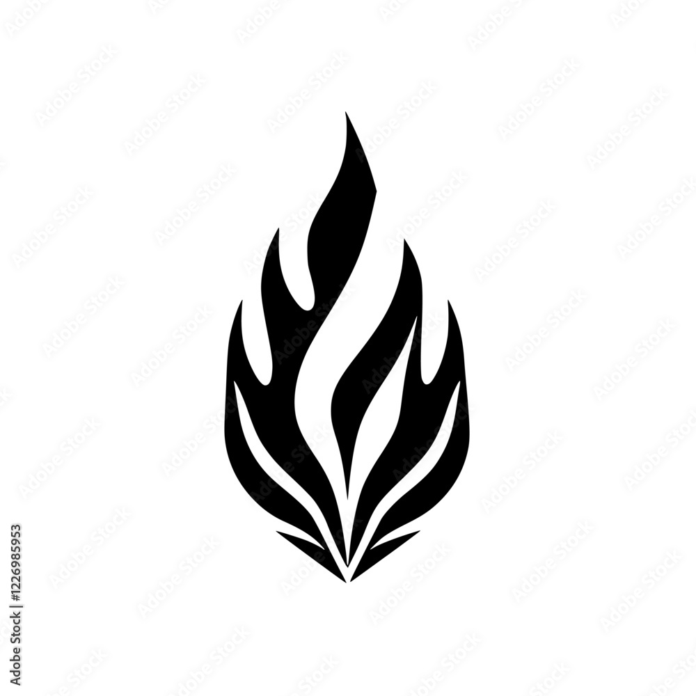 Fiery Black and White Flame Design: Abstract Graphic Symbol, Perfect for Logos and Branding Fiery Black and White Flame Design: Abstract Graphic Symbol, Perfect for Logos and Branding