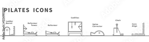 マシンピラティスのベクターアイコン素材,Machine Pilates Vector Icon Material