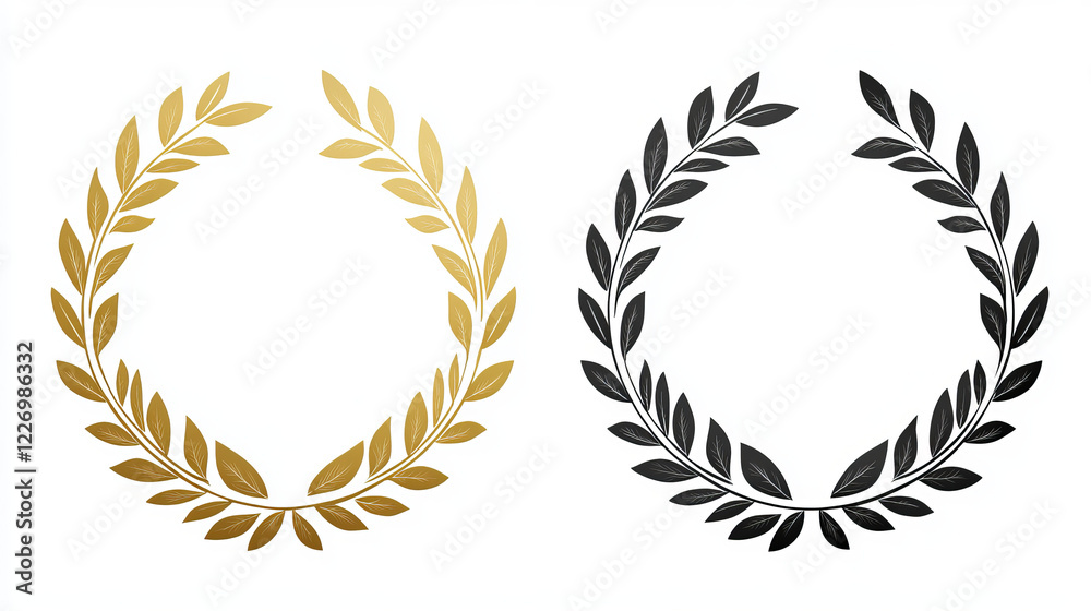 Set of gold and black laurel wreaths or logo template. Jpeg version is also available Set of gold and black laurel wreaths or logo template. Jpeg version is also available