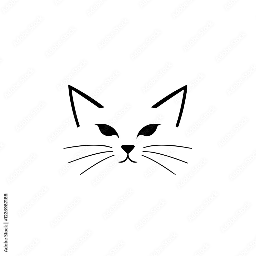 Fototapeta premium Minimalist Cat Face: Elegant Line Art Design. Perfect for pet lovers, minimalist art enthusiasts, and logo design. Simple, clean, and visually appealing.