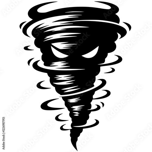 Silhouette of angry tornado