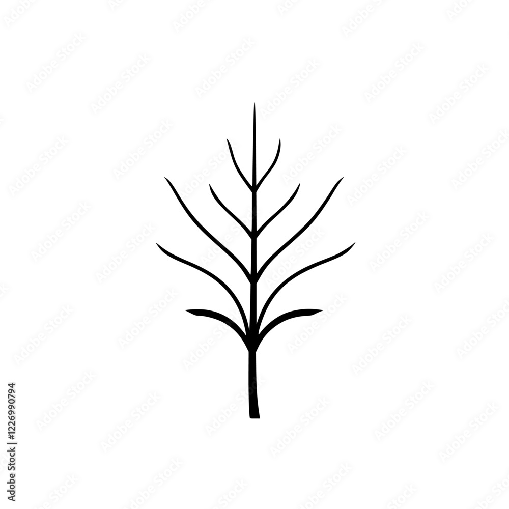 Fototapeta premium Leafless Tree: Minimalist Black and White Botanical Illustration. Simple Nature Vector Graphic Design. Perfect for logos, prints, and decorations.