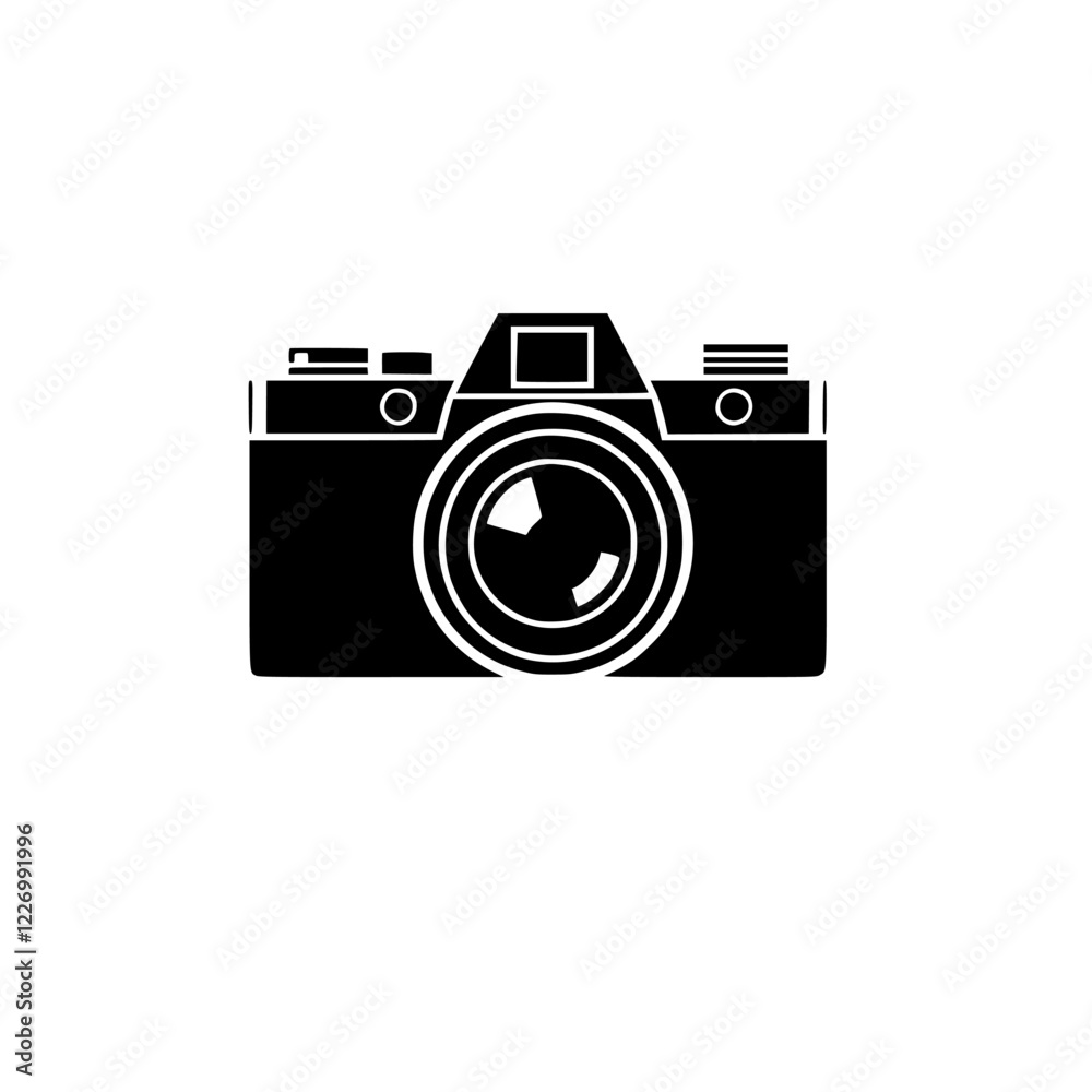 Black and White Camera Icon: A Simple, Classic Photography Symbol Black and White Camera Icon: A Simple, Classic Photography Symbol
