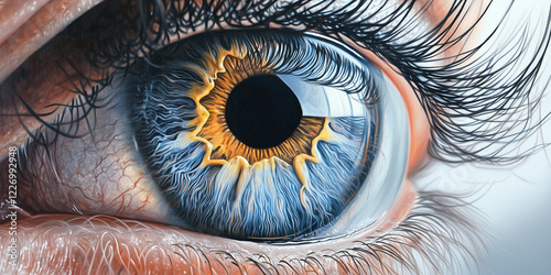 most beautiful eye iris. close up image of a human eye