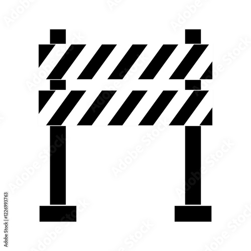 Hurdle roadblock sign, safety protectot icon, symbol. Boundary fence, equipment. security system. Road barrier.