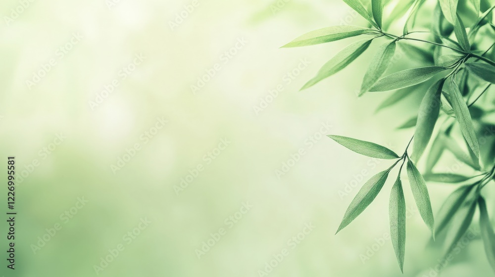 Fototapeta premium Tranquil Green Gradient with Subtle Texture Resembling Peaceful Leaves in Fresh Nature