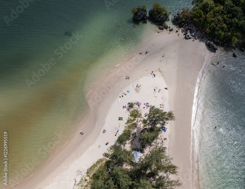 Noppharat Thara Beach in Ao Nang, Thailand, Krabi province. Drone photo photo