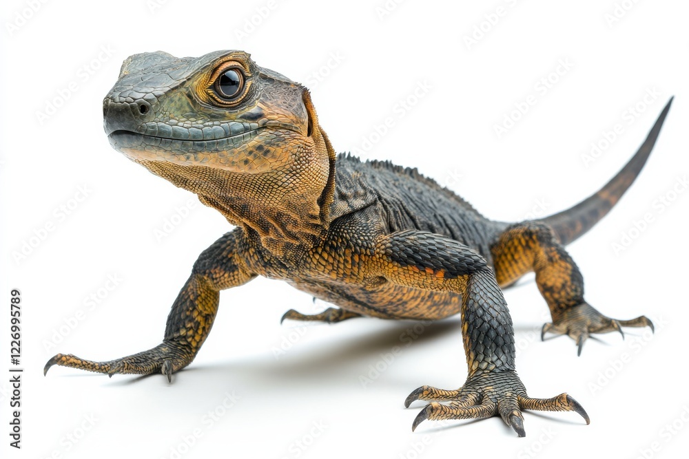 Obraz premium Close-up of a spiny lizard on white background
