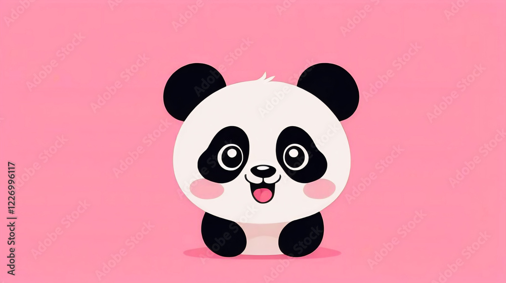 Naklejka premium Funny panda in pink background, cute bear, funny animal