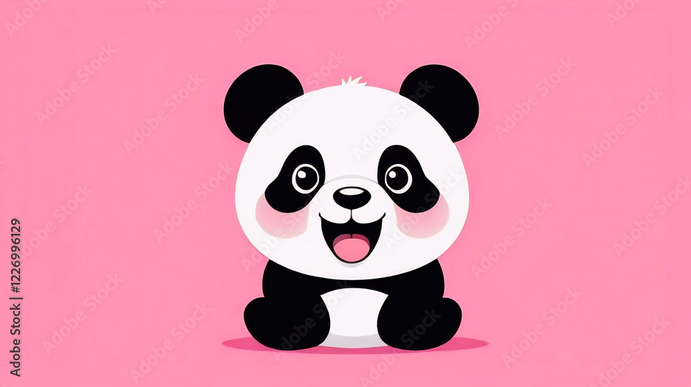 Funny panda in pink background, cute bear, funny animal Funny panda in pink background, cute bear, funny animal