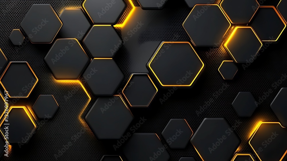 3D hexagons pattern shape on a dark grey background 3D hexagons pattern shape on a dark grey background
