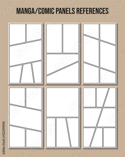 Set of Manga or Comic panels background. Blank panel for manga, comic, illustration, poster, photo collages isolated on white background