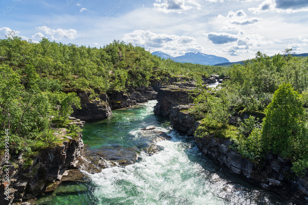 The canyon of the river Abiskojåkka at Abisko, Swedish Lapland.