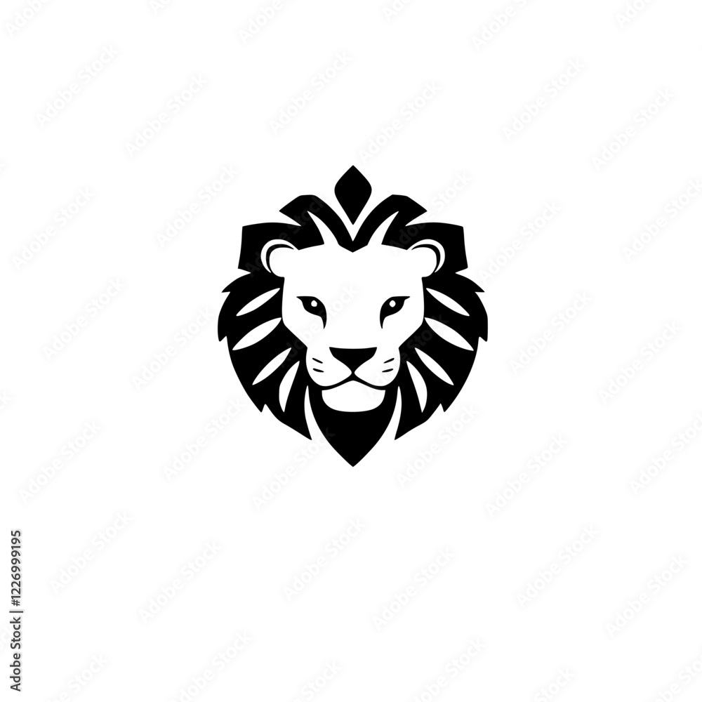 Obraz premium Majestic Lion Head: A Powerful Symbol of Strength and Royalty. Perfect vector graphic for logos, designs, and illustrations.