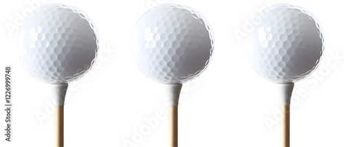 Wallpaper Mural Three White Golf Balls on Tees PNG, isolated on white or transpa Torontodigital.ca