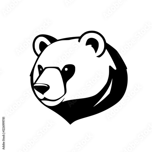 Panda Bear Head: Black and White Animal Vector Icon. Perfect for logos, branding, and graphic design projects.  Cute, endangered wildlife illustration.