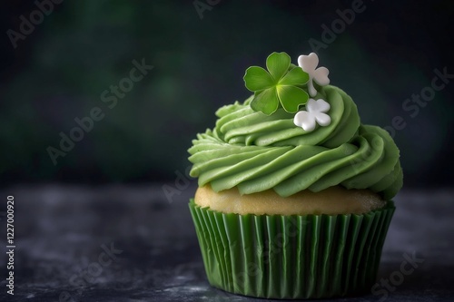 Wallpaper Mural Green frosted cupcake decorated with shamrocks for Saint Patrick's Day celebration, embodying the spirit of Irish tradition Torontodigital.ca
