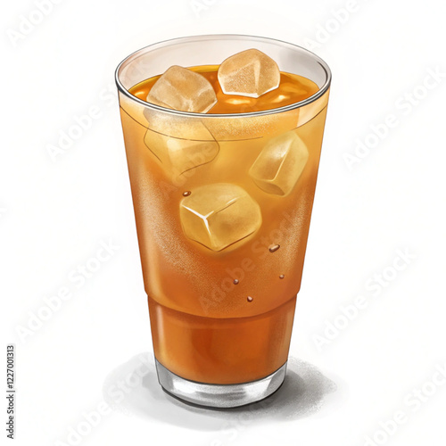 glass of Iced thai tea isolated with a white background. vector illustration.